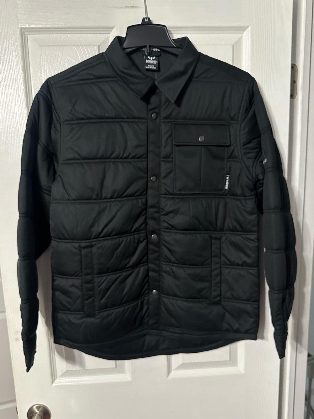 NWT Messi Collection Black Lightweight Quilted Snap-Front Puffer Jacket